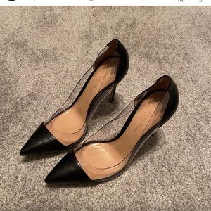 Gianvito Rossi Plexi 85 leather and PVC pumps designer heels black 37.5
